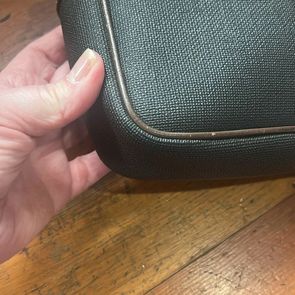 Dunhill Clutch Travel Bag Charcoal Gray Brown Leather Gold